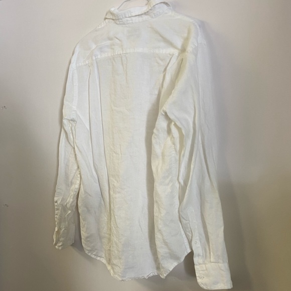 White Linen Long-Sleeve Button-Up Shirt - Picture 9 of 11
